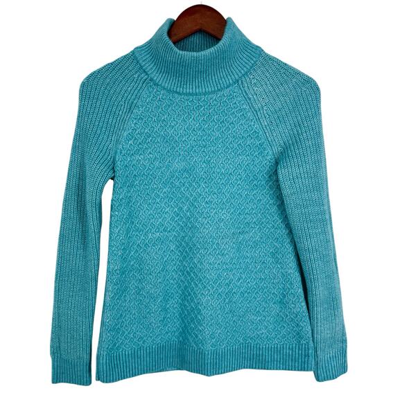 NEW NWT Talbots Sz Small Aqua Blue WOOL BLEND Knit Sweat Blouse Shirt Top Winter - Picture 1 of 6